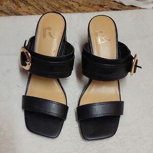Report Black Women's Mules with Gold Buckle